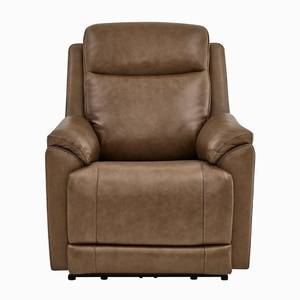 Fauteuil inclinable électrique à double moteur abordable avec télécommande, en similicuir beige, style contemporain - Product Image 1