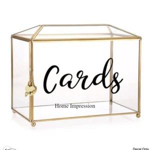 Recién llegado, diseño de forma de cabaña, aspecto llamativo, marco de Metal chapado en oro, acrílico transparente, caja de decoración de boda, suministros - Product Image 3