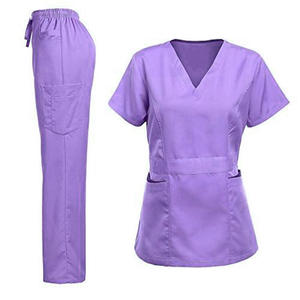 Uniformes de manga corta con diseño de moda, conjunto de uniformes médicos con cuello en V, camisetas y pantalones médicos elásticos suaves, uniformes para mujer - Product Image 4