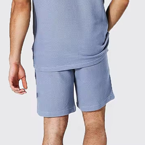 Nueva llegada de los hombres de verano ropa deportiva gimnasio Casual sólido camisa conjunto corto 2 piezas con logotipo personalizado bordado venta al por mayor camiseta traje - Product Image 6
