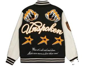 Chaqueta Universitaria de Béisbol Reversible para Hombre, Resistente al Viento, Diseño Personalizado, Mangas de Cuero, Bordado Chenille, Cuello Alto con Logotipo - Product Image 3