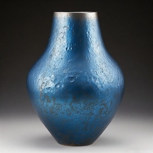 Vase bleu émaillé RoyalCoast avec intérieurs anciens ornementaux Vase de sol en métal Design floral en relief Déclaration de décoration pour la maison - Product Image 2