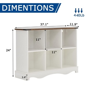 Mueble para TV <span class=keywords><strong>de</strong></span> Madera Blanca Estilo Rústico con 6 Espacios <span class=keywords><strong>de</strong></span> Almacenamiento, Mesa Consola Resistente, <span class=keywords><strong>Centro</strong></span> <span class=keywords><strong>de</strong></span> Audio para TV <span class=keywords><strong>de</strong></span> 47 Pulgadas, Gabinete <span class=keywords><strong>de</strong></span> Almacenamiento - Product Image 6