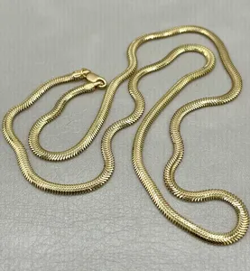 Cadena de serpiente chapada en oro auténtico sólido Collar de espiga de serpiente de oro auténtico de 14 quilates para joyería de moda unisex - Product Image 5