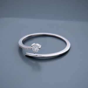 <b>Adjustable</b> 92.5 <b>Silver</b> Finger <b>Ring</b> 188315 with Rose Gold Gold Rhodium Plating Trendy Style Number Inlay Chain Gift - Product Image 6