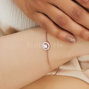 Bracelet élégant en zircon halo en argent sterling 925 - Cadeau de fiançailles intemporel pour femmes - Product Image 4