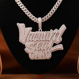 Moissanite Diamond 925 Sterling Silver Asiento de vacío Gang Estética Funky Hip Hop Colgante Iced Out Hip-hop Style Colgante personalizado, - Product Image 1