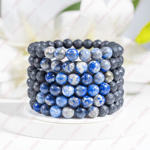 Top Selling Lapis Lazuli Diffuser8mm Round Essentials Aromapathy Crystals Romantic Style Gemstone Beaded Lava Diffuser Bracelet - Product Image 1