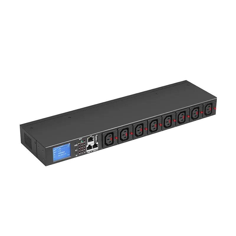 PDU intelligent IP 19 pouces 8 ports IEC C13 sorties fonction de commutation et enregistrement des données d'alimentation pour chaque sortie PDU intelligente