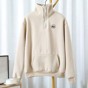 Sweat-shirts à col montant en coton lourd de haute qualité, fabrication OEM, fermeture éclair sur le devant, pour hommes, automne - Product Image 3