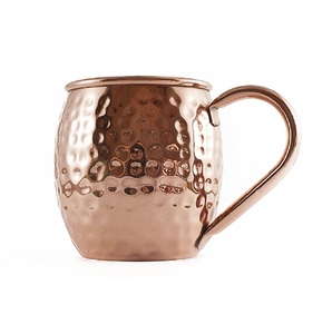 Inside Nickel Lining Hammered Copper Barrel Mugs & <b>Outside</b> Shine Nickle Modern Brass Handle for Hotel <b>Bar</b> Kitchen Use - Product Image 5
