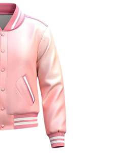 Veste universitaire rose et blanche, veste bomber de baseball pour homme, deux tons, softshell, streetwear, logo personnalisé, OEM, vente en gros - Product Image 3