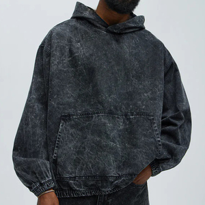 เสื้อฮู้ดซิปผ้าโพลีเอสเตอร์/ ผ้าฝ้ายฝรั่งเศสเทอร์รี่ซักแบบสั่งทำสำหรับผู้ชายซักแบบวินเทจ - Product Image 3