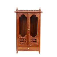 Temple domestique en bois massif, Mandir en bois fait main, élégant meuble de prière hindou avec finition brun, pour salon KA837