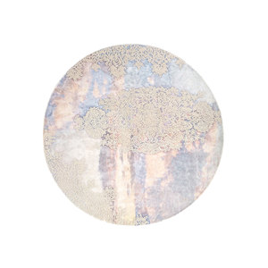 Alfombra de Lana y Viscosa Tejida a Mano Azul Sile, Diseño Abstracto para Uso Doméstico - PHWV-108 - Product Image 1