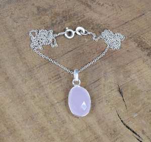 Collier pendentif en argent sterling avec quartz rose, pierre de naissance de janvier, fait main, élégant, cadeau unique pour enfants et femmes - Product Image 2