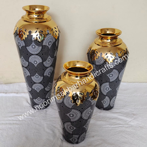 แจกันดอกไม้เหล็กชายฝั่งนอร์ดิกงานแฮนด์เมดสีดำเงินโบราณแจกันตกแต่งพื้นสำหรับตกแต่งบ้าน - Product Image 6