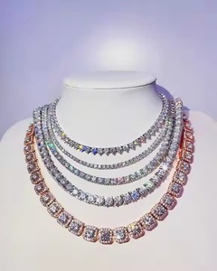 Chaîne à maillons cubain en argent de luxe entièrement glacé D couleur VVS clouté Moissanite testeur de diamant pour les mariages - Product Image 2