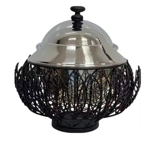 Casseroles de luxe isolées en acier inoxydable de style arabe avec couvercle pour marmite Artisanat de qualité supérieure pour servir les aliments Lavage à la main uniquement - Product Image 4