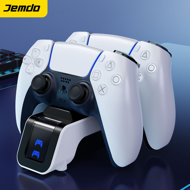Jemdo Charging Stand for Dual Controllers for PS5 Compatible Elite Edition for Playstation 5 Dock Charger Game for Sony
