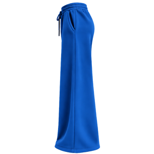 Womens Royal Blue Wide Leg Sweatpants With Elastic Waist Drawstring Pockets Relaxed Fit Casual <b>Lounge</b> <b>Trousers</b> For Daily Wear - Product Image 3