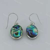 Boucles d'oreilles pendantes artisanales en argent sterling 925 avec coquille d'ormeau naturelle bleue ovale, style bohème, pour femme, cadeau de fête