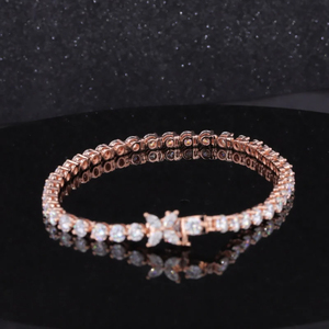 Solitaire Women's 14k 18k VVS Moissanite Diamond Chain Link 14k <b>Rose</b> <b>Gold</b> Hip-hop Tennis <b>Bracelet</b> Moissanite <b>Bracelets</b> <b>Bangles</b> - Product Image 5