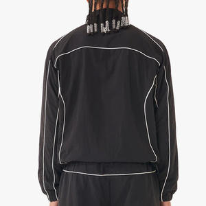 Nouveauté tendance, vêtements de sport, streetwear, vêtements de sport noirs pour hommes, survêtements, logo personnalisé, ensemble 2 pièces en nylon surdimensionné, coupe-vent - Product Image 3