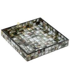 Plateau décoratif en nacre fabriqué à la main pour le service de thé de table à manger et l'affichage de salon et la forme ronde et l'aspect supérieur - Product Image 6