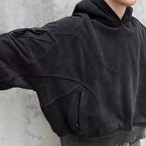 เสื้อฮู้ดดี้ผ้าเทอร์รี่คอตตอน 100% ปักลายตามสั่ง สไตล์วินเทจฟอกสี  น้ำหนัก 430 กรัม ชายเสื้อแบบดิบ ตัดต่อแบบสองชิ้นหลอกๆ สีพื้น - Product Image 2