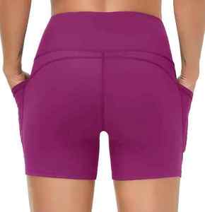 V Front Biker Shorts Gym Yoga Wear Shorts para mujeres Leggings de patrón sólido, sin costuras, cintura alta - Product Image 2
