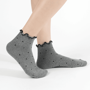 Calcetines de Algodón para Mujer, Transpirables, Casuales, con Diseño de Lunares, Bonitos Volantes, Estilo Coreano, para Uso Diario - Product Image 2