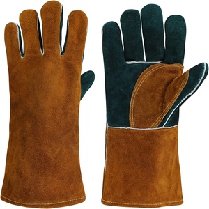 Guantes DE SEGURIDAD DE CUERO Partido de vaca de etiqueta privada resistencia al calor barbacoa Camping cocina y hornear parrilla guantes precio de fábrica - Product Image 1