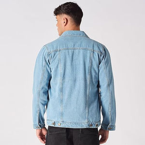Chaqueta vaquera azul cielo para hombre, ropa de calle de moda con lavado ácido, prendas de vestir exteriores, cierre de botón, OEM - Product Image 2