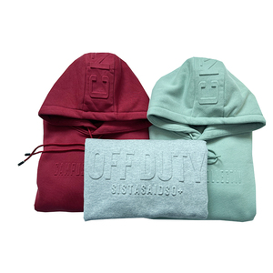 Sudadera con capucha extragrande de peso pesado personalizada para hombre Sudadera con relieve de algodón polar Logotipo 3D bordado para el invierno - Product Image 2