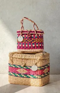 Nouveau design paniers de pique-nique en jonc de mer stockage écologique panier de rangement de camping en pin fabriqué au Vietnam HNH Craft - Product Image 2