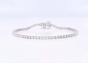 Nostalgic 3.00Ct Round Lab Grown Diamond Tennis <b>Bracelet</b> in Silver OEM Wholesale Lab Moissanite <b>Charms</b> & Bangles - Product Image 2