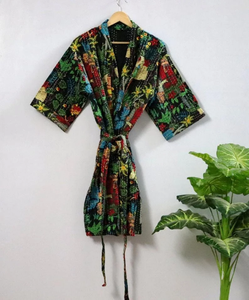 Kimono indien vintage en coton fait main Kantha, léger, long manteau pour femmes, veste unisexe pour l'été, cadeau idéal - Product Image 3