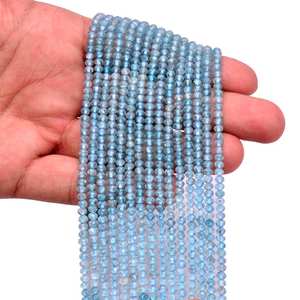 Perles de Rondelle à facettes en Zircon cubique ombré bleu de qualité supérieure brins 4mm Zircon perles de chaîne de pierres précieuses en vrac pour la fabrication de bijoux - Product Image 4