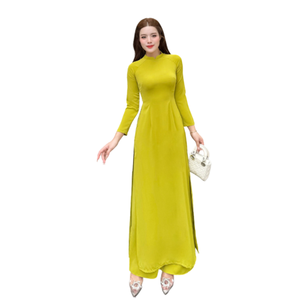 Robe Ao Dai asymétrique tissée à la main, personnalisée, vintage, traditionnelle vietnamienne pour femme, motif léopard, infroissable - Product Image 6