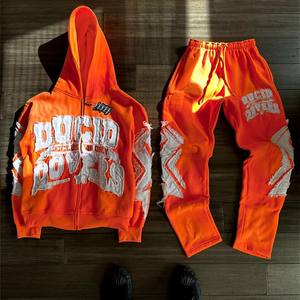 Breathable 100% Cotton Winter Training Suit Men Women <b>Fashion</b> Unisex Tracksuit Casual Sports Jacket Pants Set Regular Fit - Product Image 5