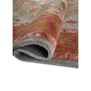 Alfombra de Lana y Viscosa Tejida a Mano Estilo Kasbah, Rectangular, con Medallón Rojo Naranja, para Pasillo, Uso Doméstico - Alfombras Jaipur Modelo Americano Tnq-637(Rmr) - Product Image 2