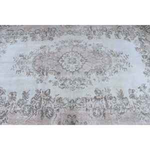 Alfombra Turca de 5.4x8.3 pies, Alfombra Vintage Grande, Alfombra de Lana con Rayas Blancas - Product Image 5