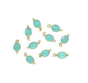 Colgante de Plata de Ley 925 con Calcedonia Aqua y Bisel, con Baño de Rodio y Oro Vintage, Joyería Unisex para Fiestas - Product Image 5