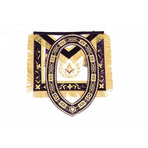 Hecho a mano de alta calidad Masonic Regalia Grand Lodge delantales y collares de cadena bordado Logotipo de Color personalizado para ocasiones de Ramadán - Product Image 1