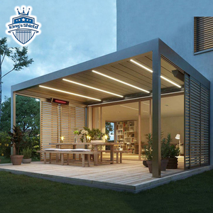 Color y Tamaño Personalizables, Pérgola Plana Transparente con Ajuste Eléctrico de Láminas, Persiana Enrollable Eléctrica con <span class=keywords><strong>Banda</strong></span> de Luces LED - Product Image 2