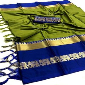 Dernier modèle de sari en coton pur et soie tissée du sud de l'Inde, tendance, pour mariage et usage quotidien, sari pour femmes, exportateur en gros en Inde - Product Image 1