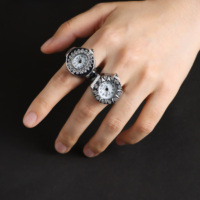 Grosir sebenarnya cincin Digital jam tangan minimalis cincin baja bentuk Oval bunga Set kristal Mini cincin jam tangan