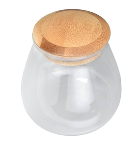 Tarro de utensilios de cocina de vidrio al por mayor de fábrica con tapa y cuchara de madera Tazón de sal de granito sólido natural para la venta - Product Image 5