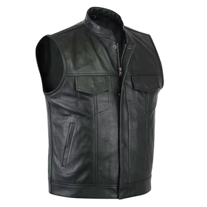 Chaleco de Cuero con Cuello Alto para Hombre, Invierno, Venta al por Mayor, Piel de Vaca, Impermeable, Estilo Hip Hop, para Uso en Exteriores, Alta Calidad, OEM - Product Image 1